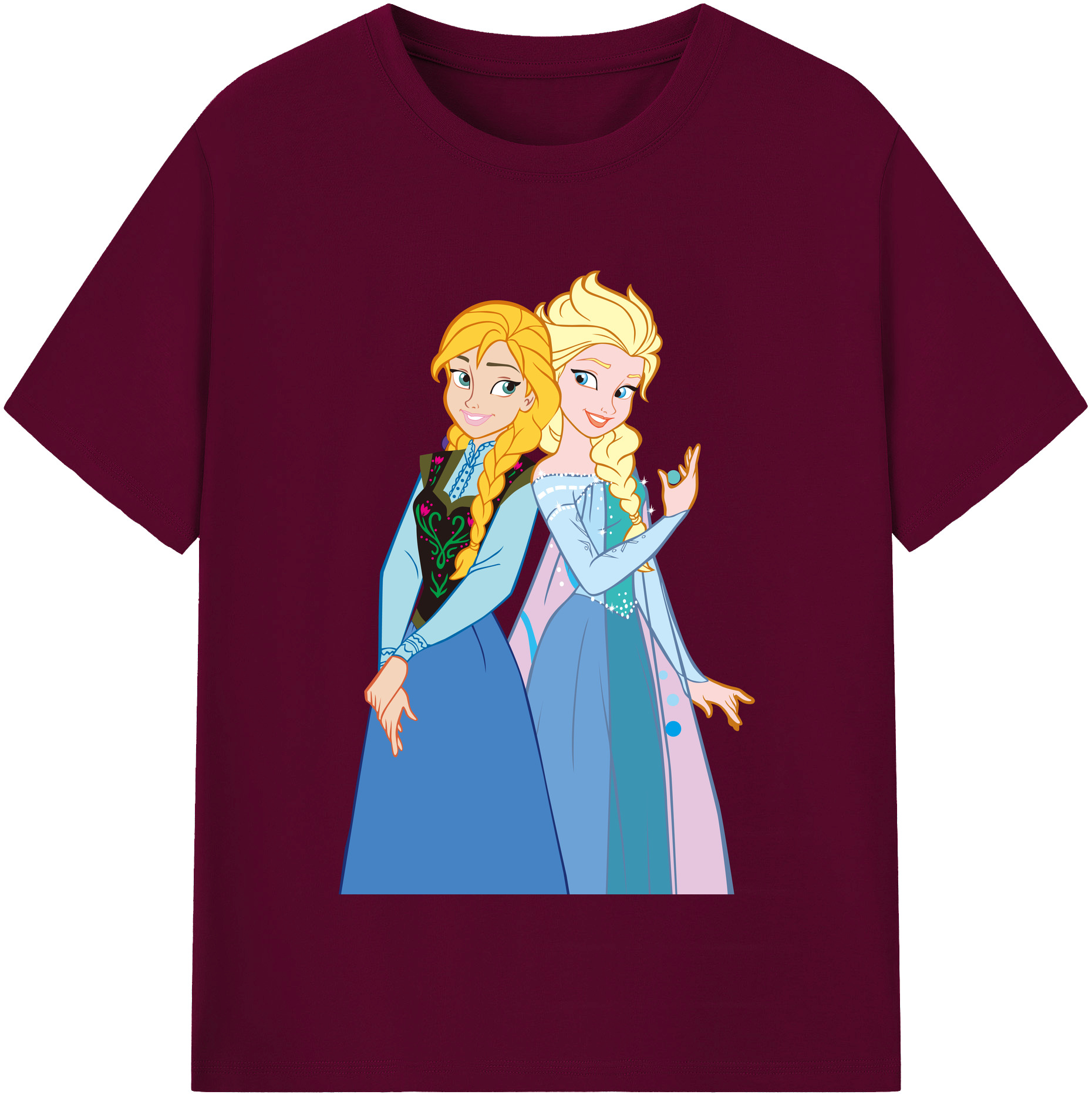 （画像用） アナと雪の女王 アンナ エルサ Frozen Anna Elsa レディースカジュアルプリントTシャツ（綿100％）